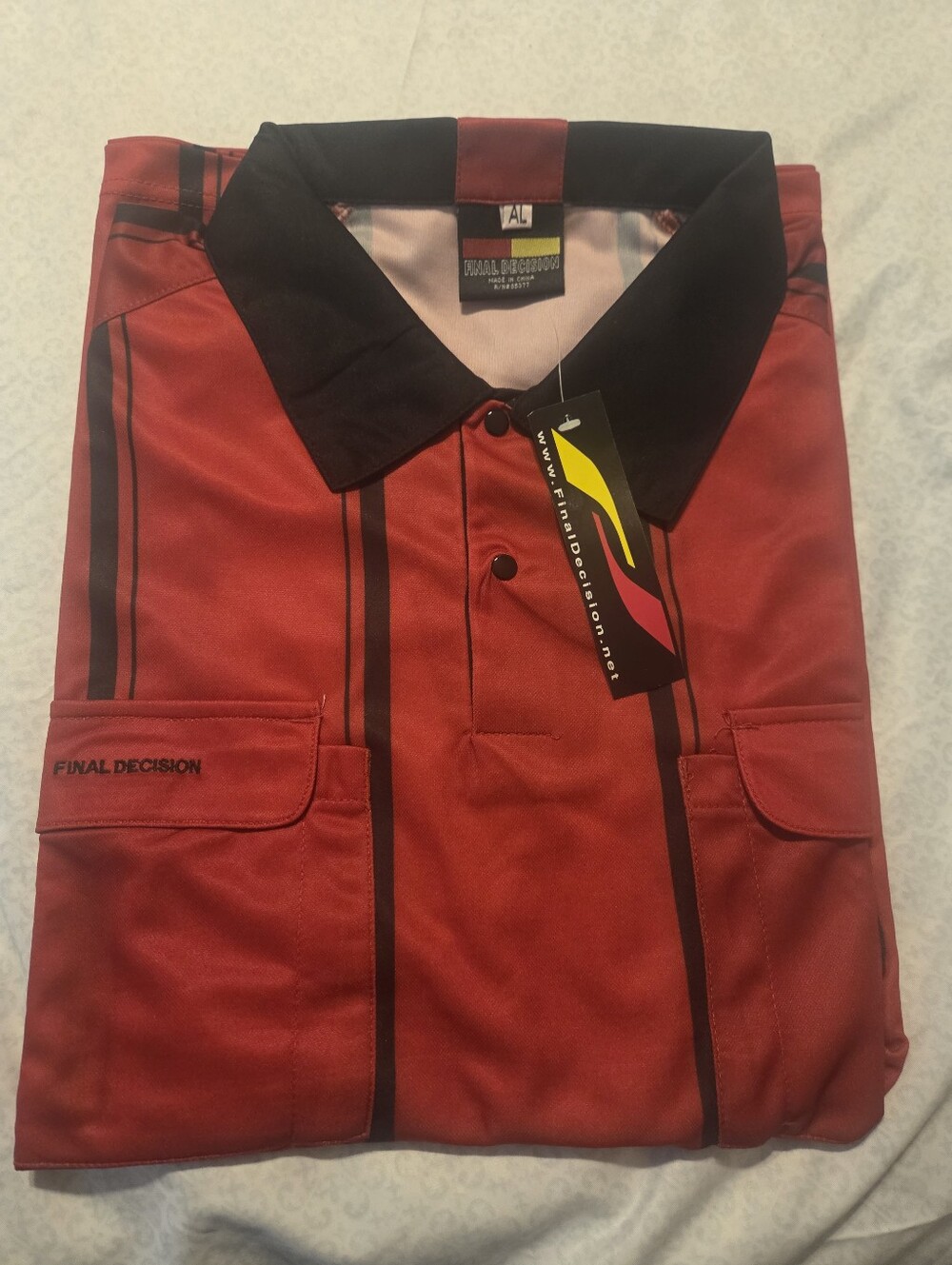Final Decision Red and Black Soccer Referee Polo Shirt Long Sleeves AL